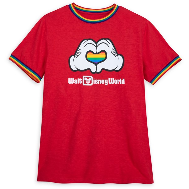 Mickey Mouse Heart Hands Ringer T-Shirt for Adults – Walt Disney World – Rainbow Disney Collection