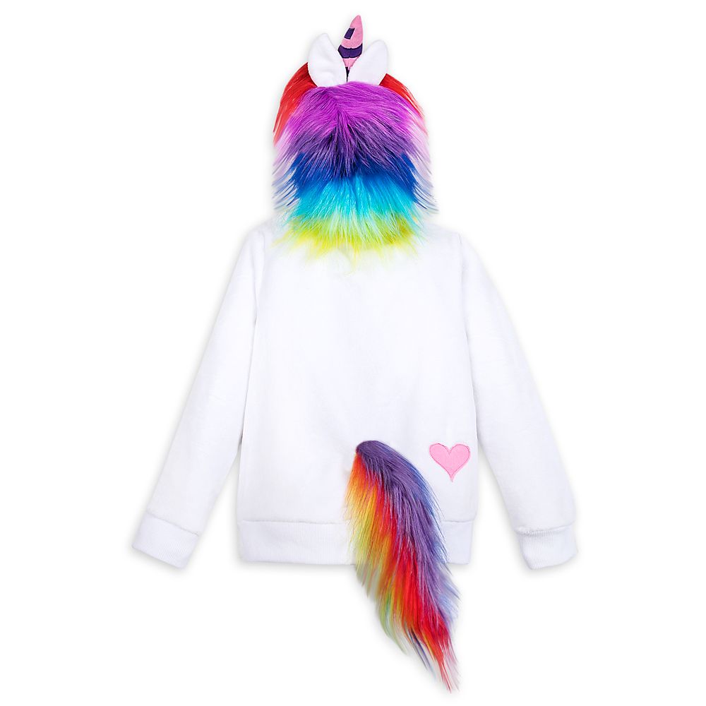 Rainbow Unicorn Plush Zip Hoodie for Girls