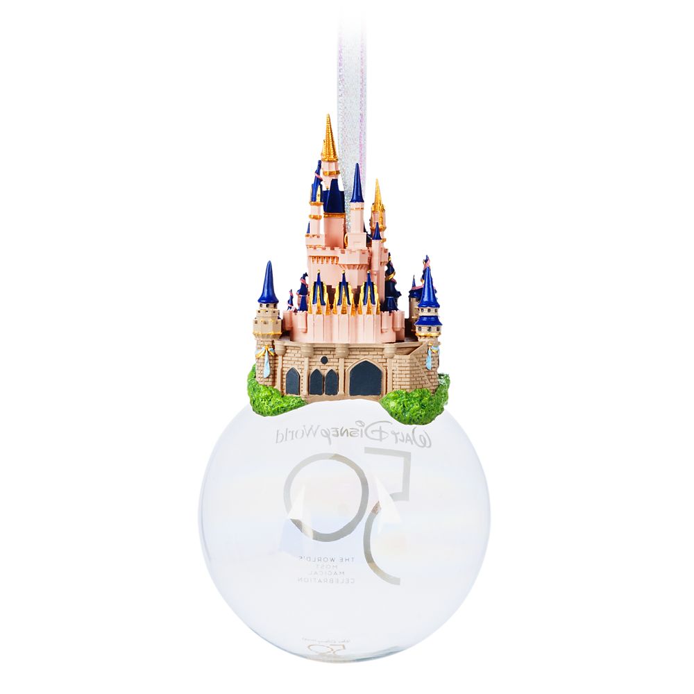 Cinderella Castle Glass Ball Ornament – Walt Disney World 50th Anniversary