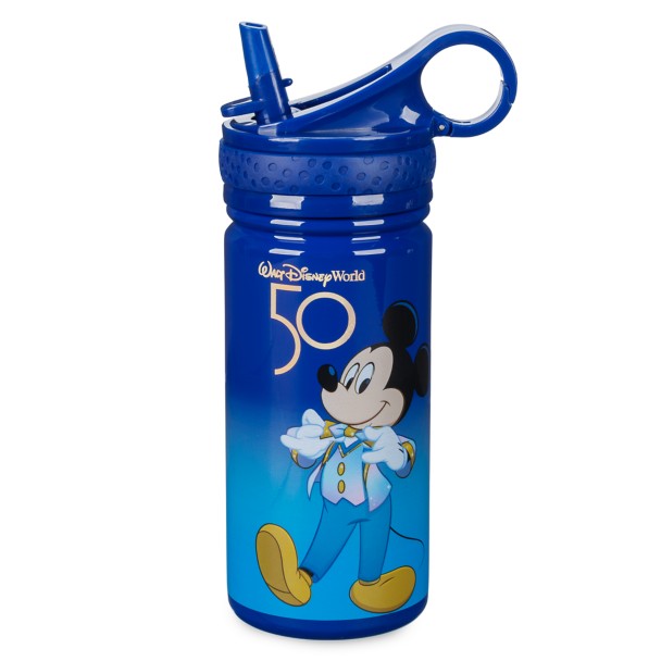 Walt Disney World 50th Anniversary Stainless Steel Water Bottle with Built-In Straw