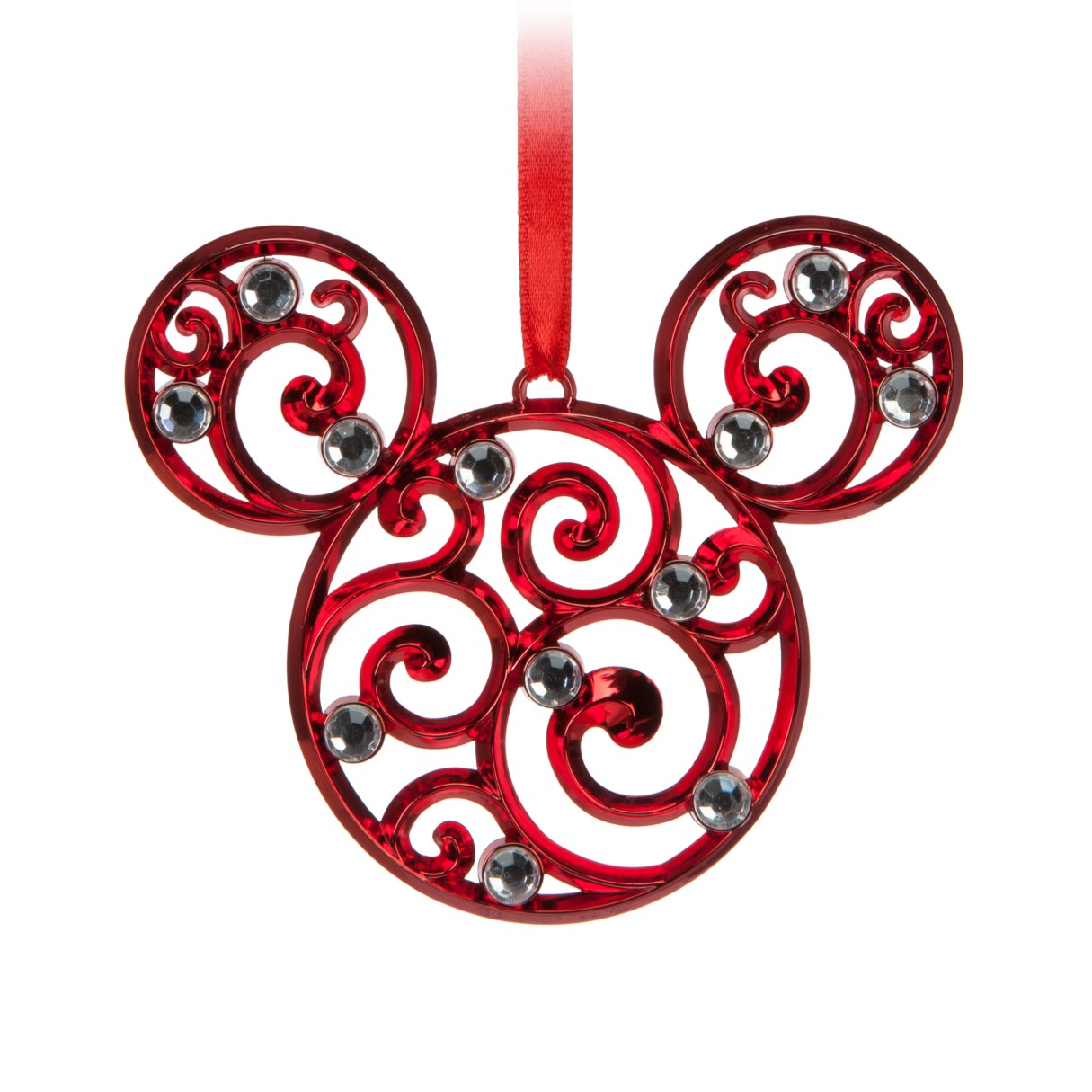 Mickey Mouse Icon Filigree Ornament – Red