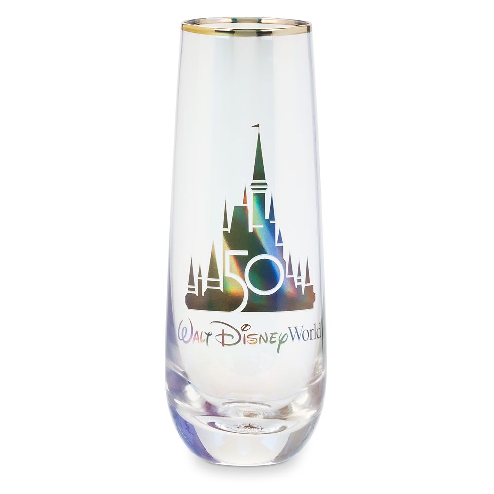 2 Flutes* Disney Park 50th Anniversary Champagne Stemless Wine Glass  Iridescent