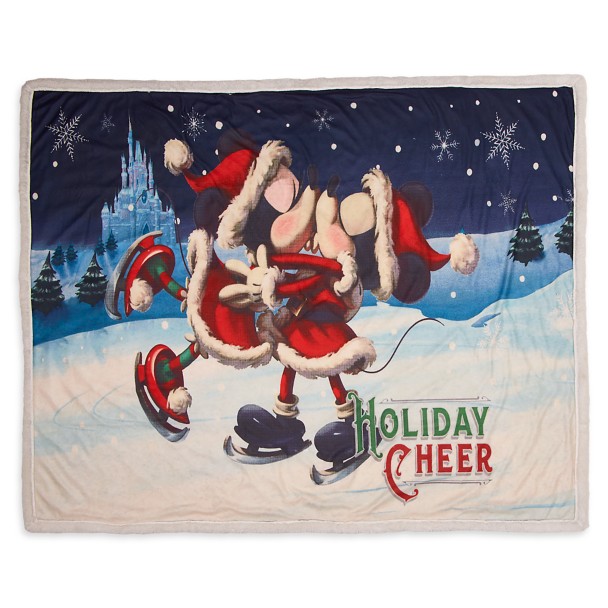 Santa Mickey and Minnie Mouse Reversible Throw