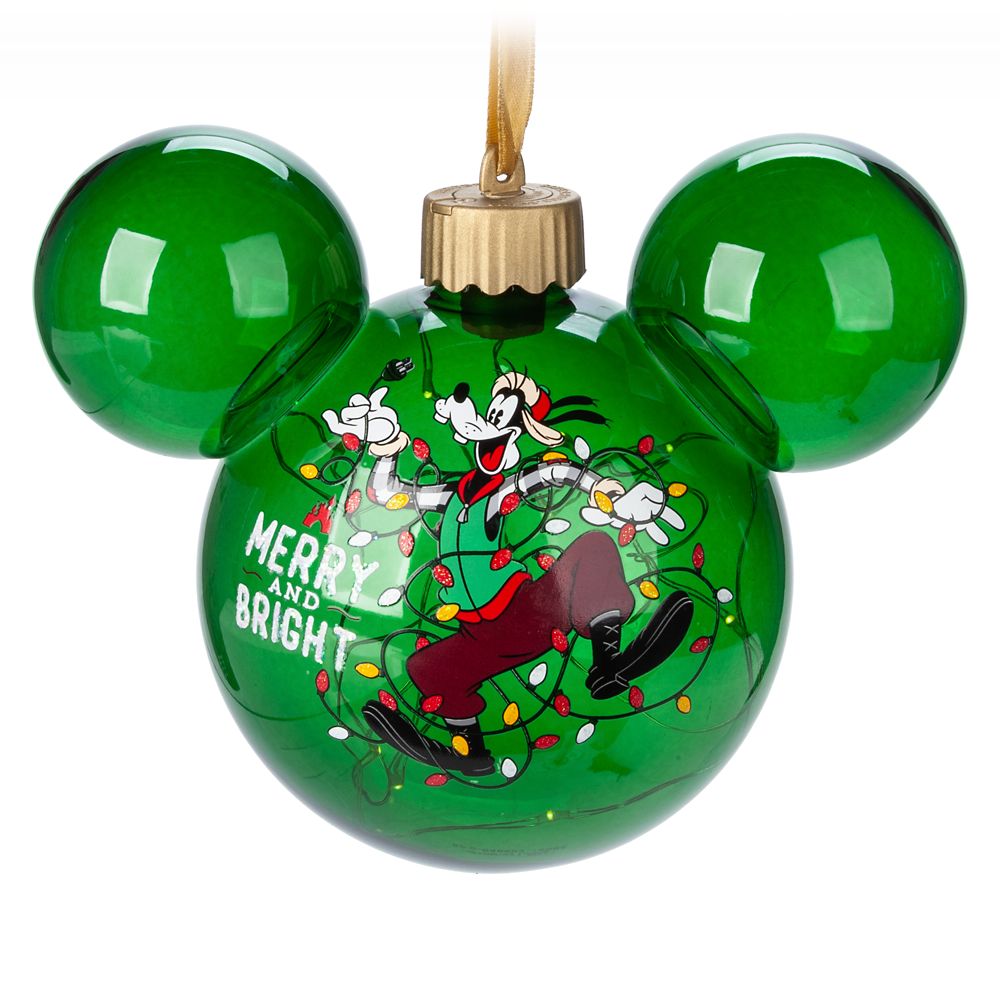 Goofy Light-Up Mickey Mouse Icon Glass Ornament
