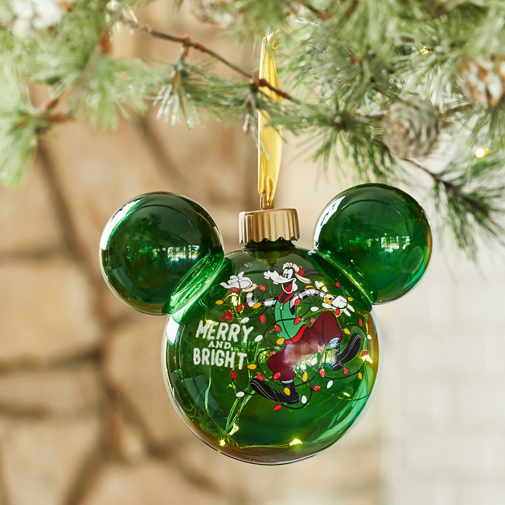 Goofy Light-Up Mickey Mouse Icon Glass Ornament