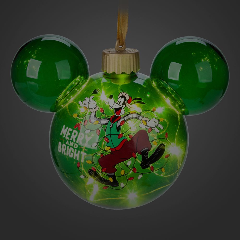 Goofy Light-Up Mickey Mouse Icon Glass Ornament