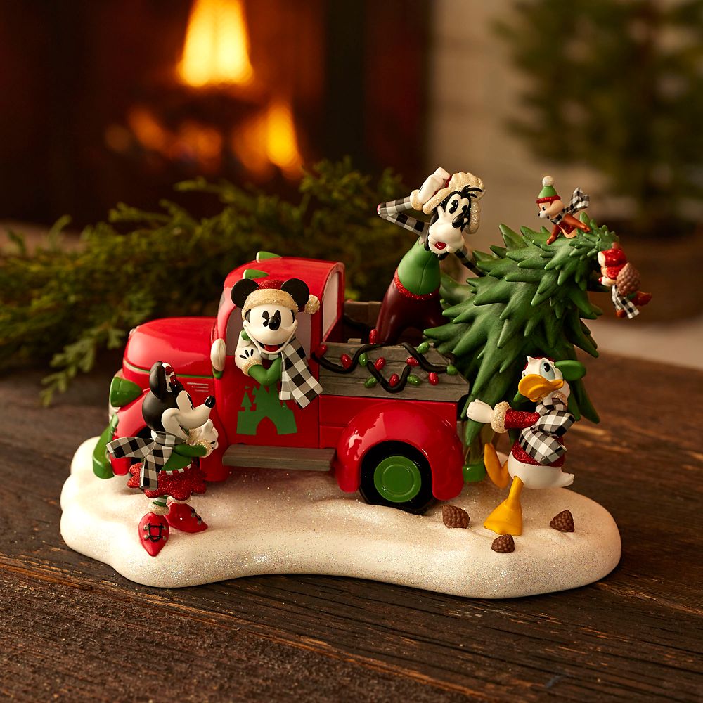 Mickey Mouse and Friends Light-Up Red Truck Holiday Figurine