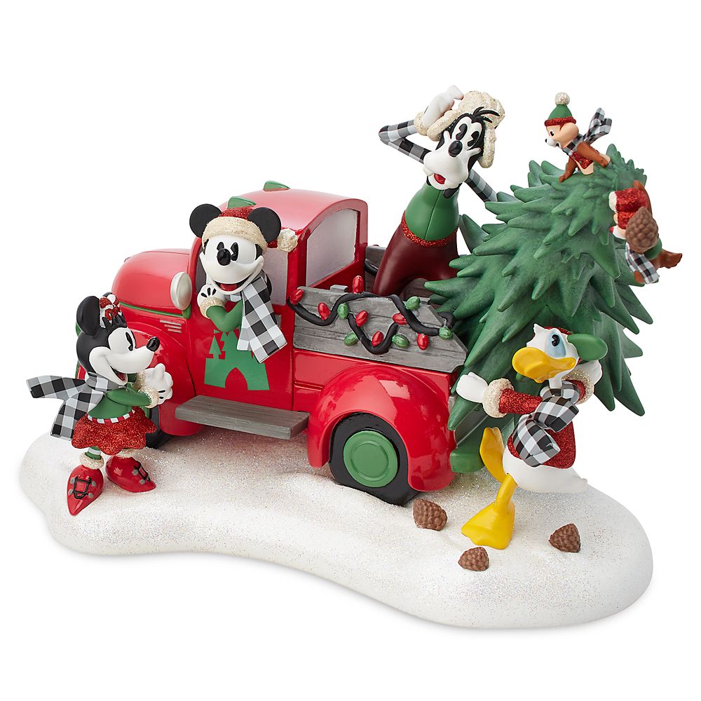 Mickey Mouse and Friends Light-Up Red Truck Holiday Figurine