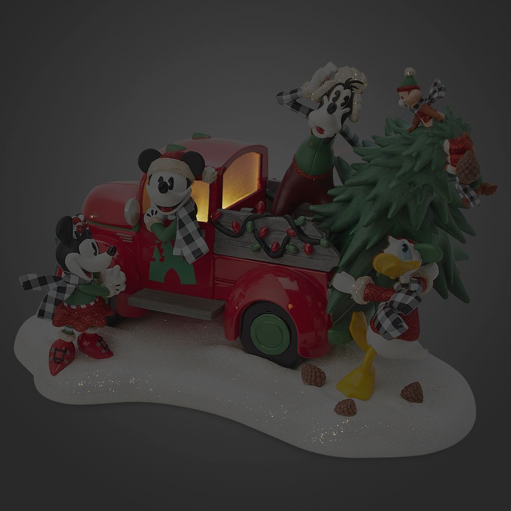 Mickey Mouse and Friends Light-Up Red Truck Holiday Figurine