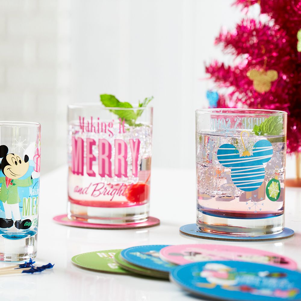 Mickey Mouse Icon Ornament Holiday Drinking Glasses Set