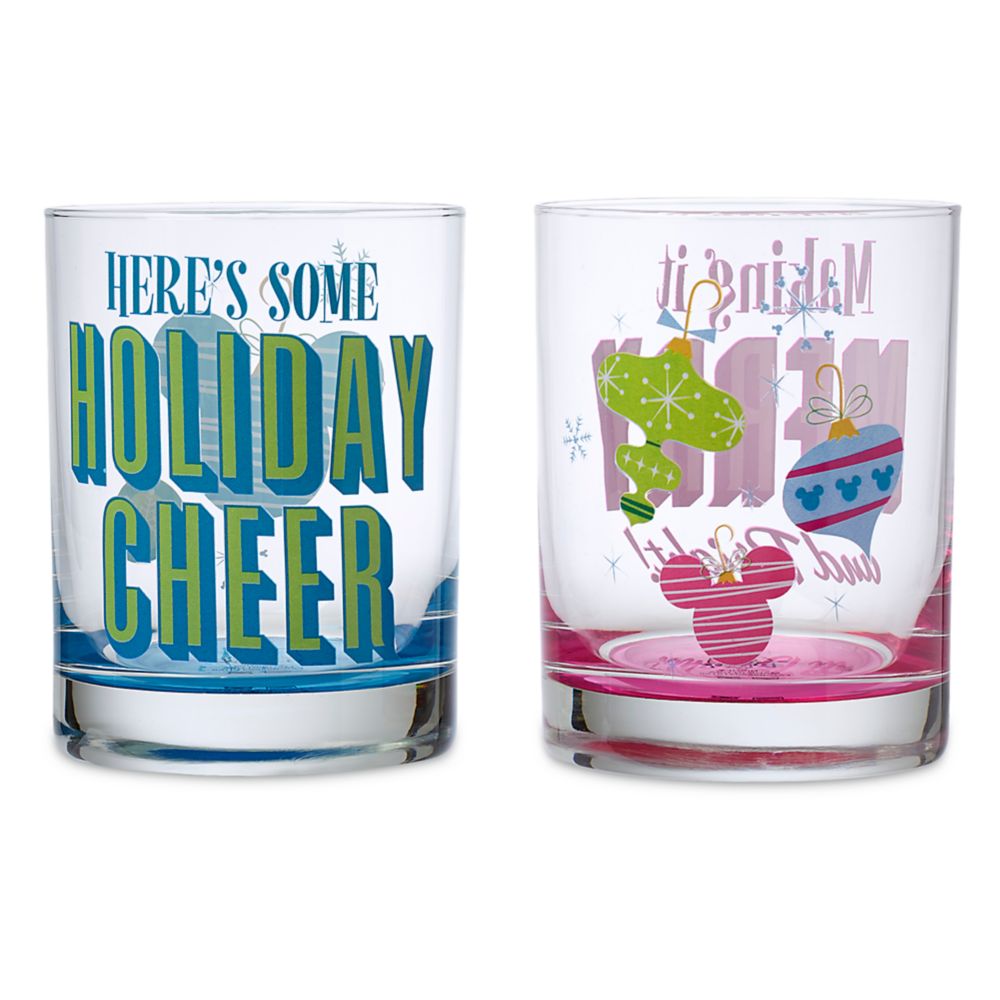 Mickey Mouse Icon Ornament Holiday Drinking Glasses Set