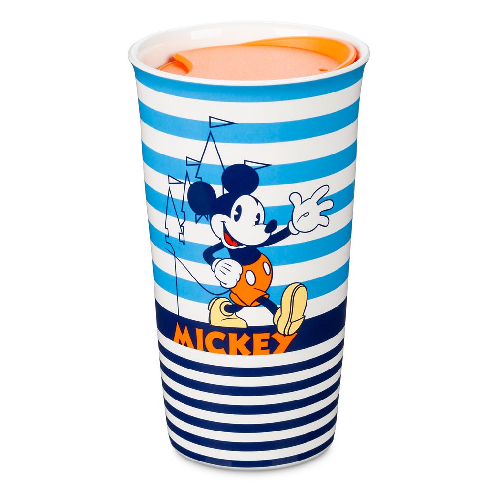 Mickey Mouse Striped Ceramic Travel Mug