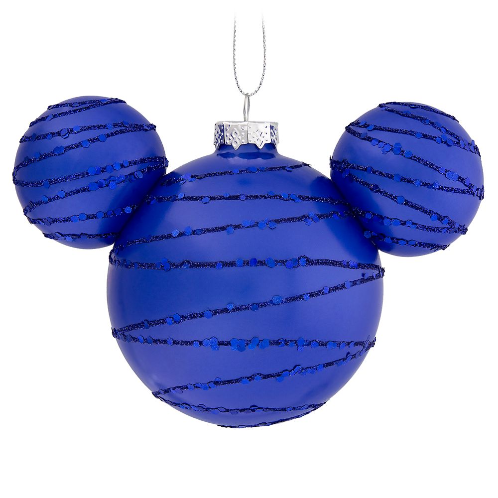 Mickey Mouse Icon Glass Ornament – Cobalt