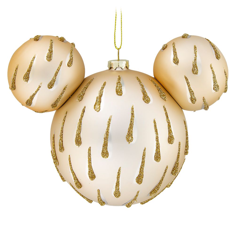 Mickey Mouse Icon Glass Ornament – Gold Drops