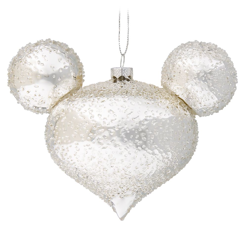 Mickey Mouse Icon Glass Ornament &ndash; Silver Ice