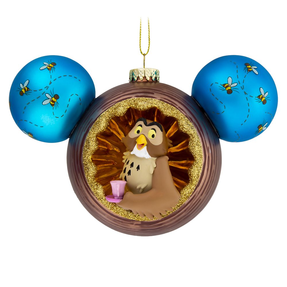 Mickey Mouse Icon Glass Ornament with Winnie the Pooh and Owl