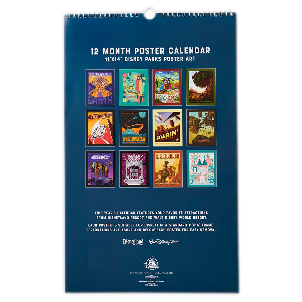 Disney Parks Poster Calendar 2025