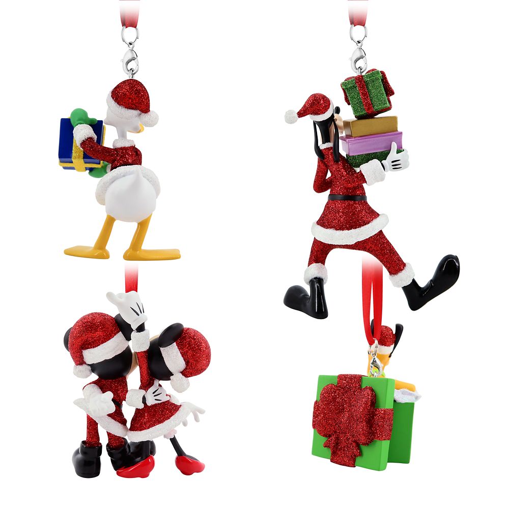 Santa Mickey Mouse and Friends Figural Ornament Set