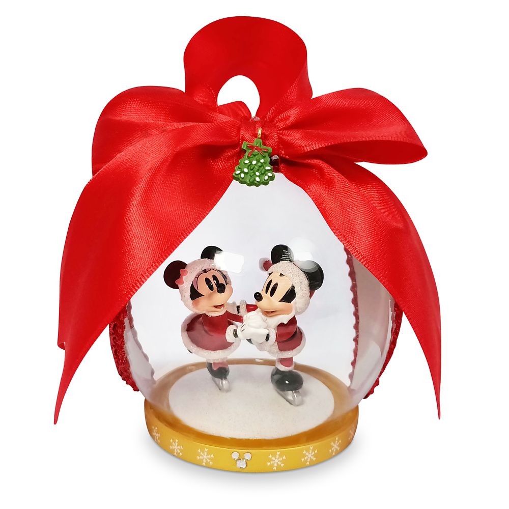 Santa Mickey and Minnie Mouse Dome Ornament