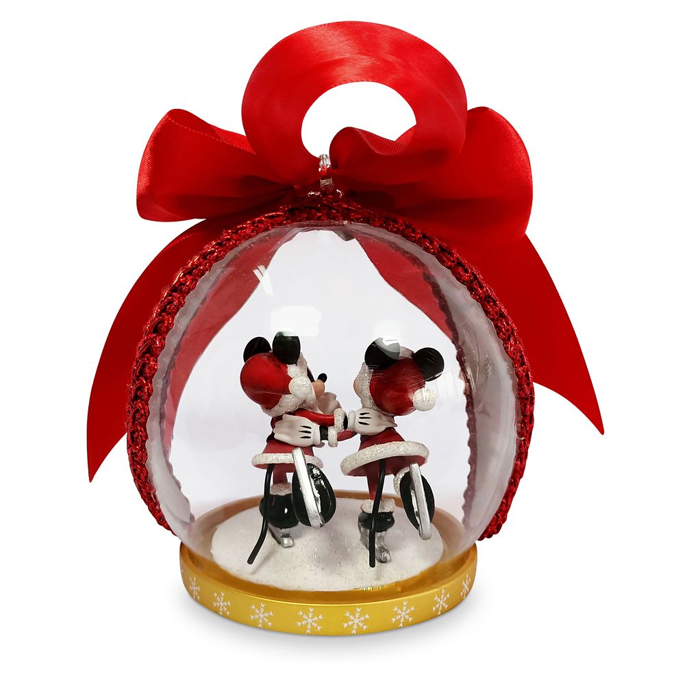 Santa Mickey and Minnie Mouse Dome Ornament