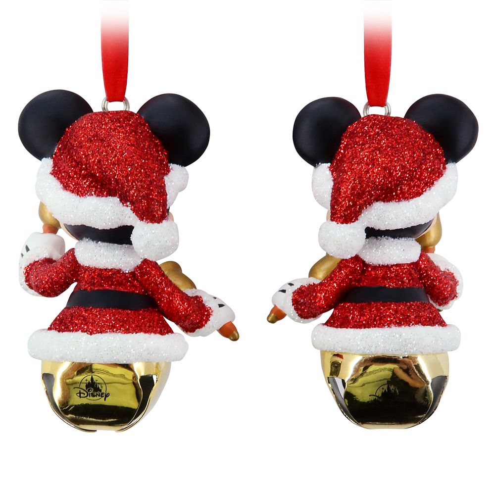 Santa Mickey and Minnie Mouse Bell Ornament Set