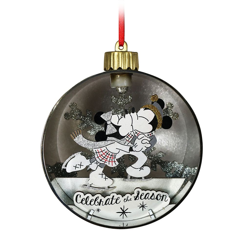 Mickey and Minnie Mouse Light-Up Glass Ball Ornament