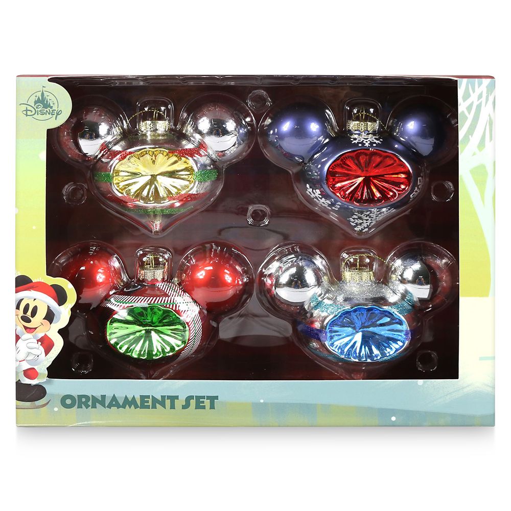 Mickey Mouse Icon Glass Droplet Ornament Set