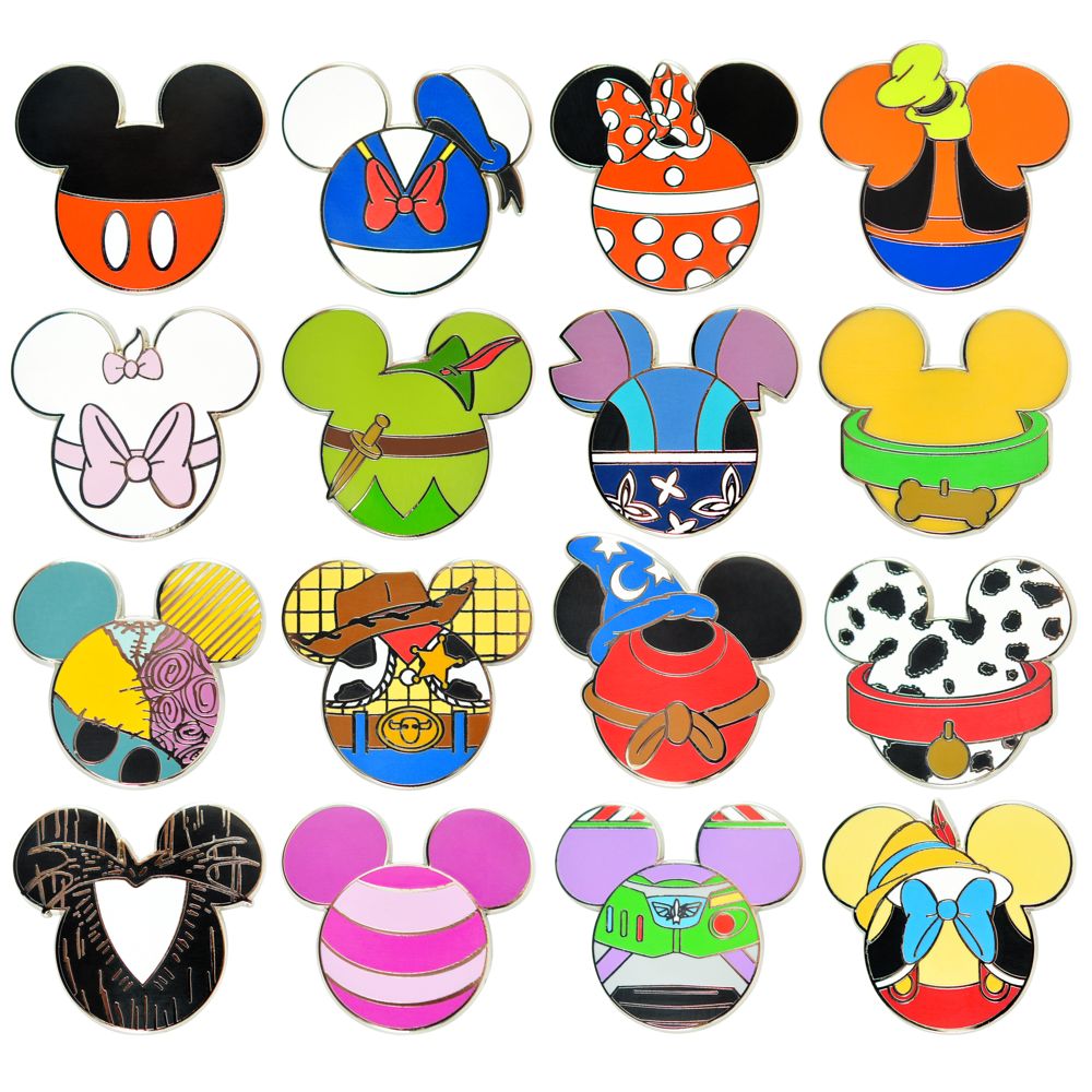 Disney Set of 48 Pin Backs - Disney Character Icons - Mickey Ears