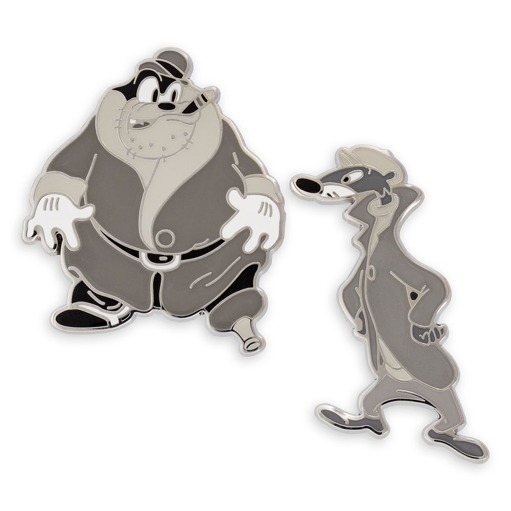 Disney Parks Pin Set of 2 Peg Leg Pete Weasel Grey Black White New on Card 