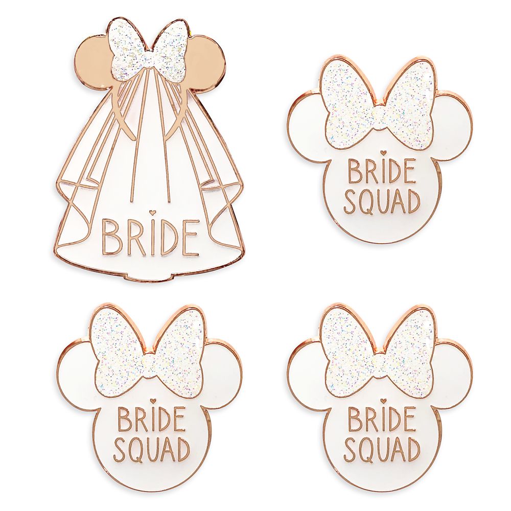 Disney Bride Squad Minnie Mouse Ears Wedding Rose Gold Pin Set of 4 Booster Pack