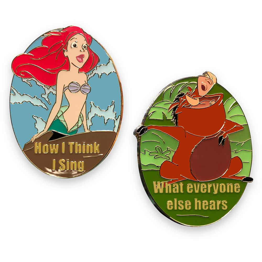 Ariel and Pumbaa Meme Flair Pin Set