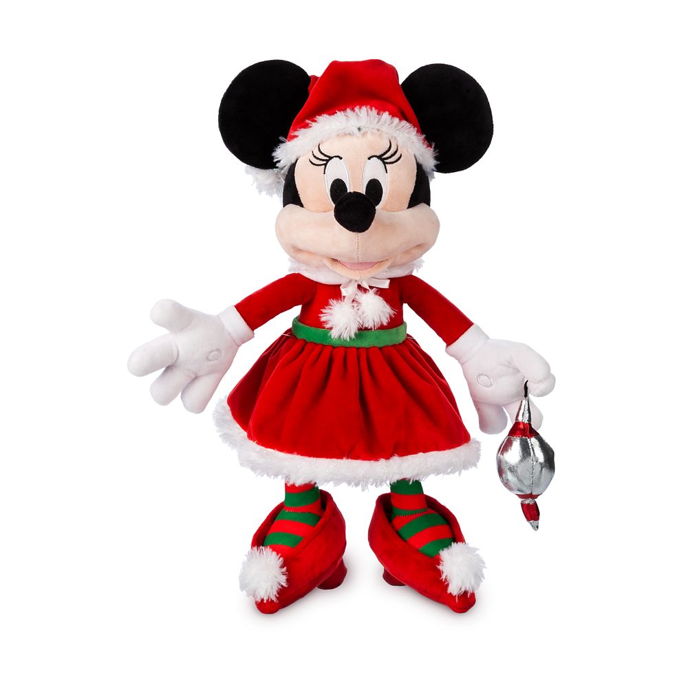 Минни Маус Санта. Лимитировання игрушка Микки Маус Санта. Mickey Mouse Holiday Plush 15" h "Disney Store 2017" on foot Plaid & furry Trim.