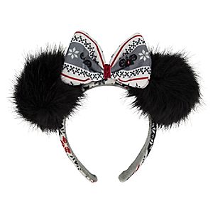 Minnie Mouse Fuzzy Holiday Ears Headband for Adults