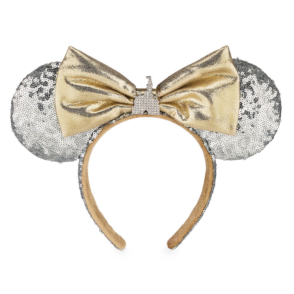 Minnie Mouse Cinderella Castle Ear Headband – Silver Sequins – Walt Disney World