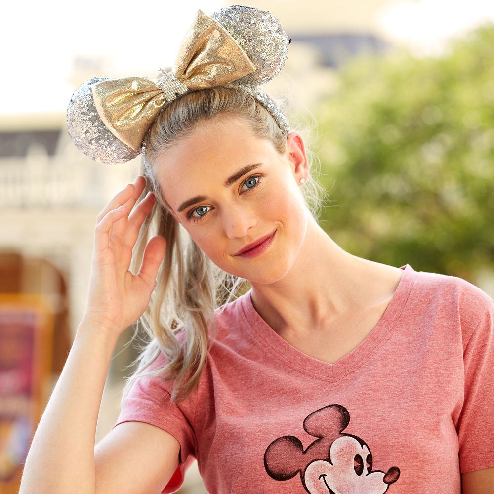 Minnie Mouse Cinderella Castle Ear Headband – Silver Sequins – Walt Disney World