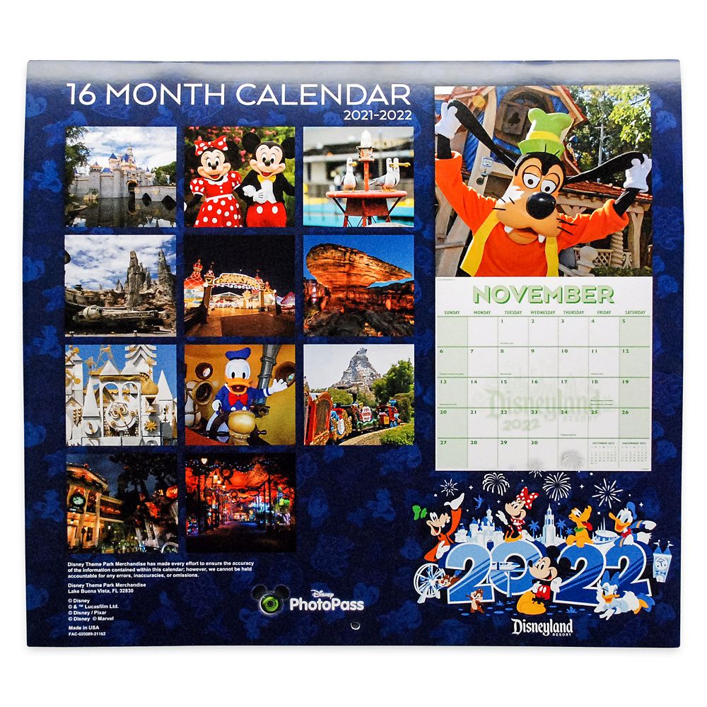 Disneyland 16 Month Calendar 2021-2022