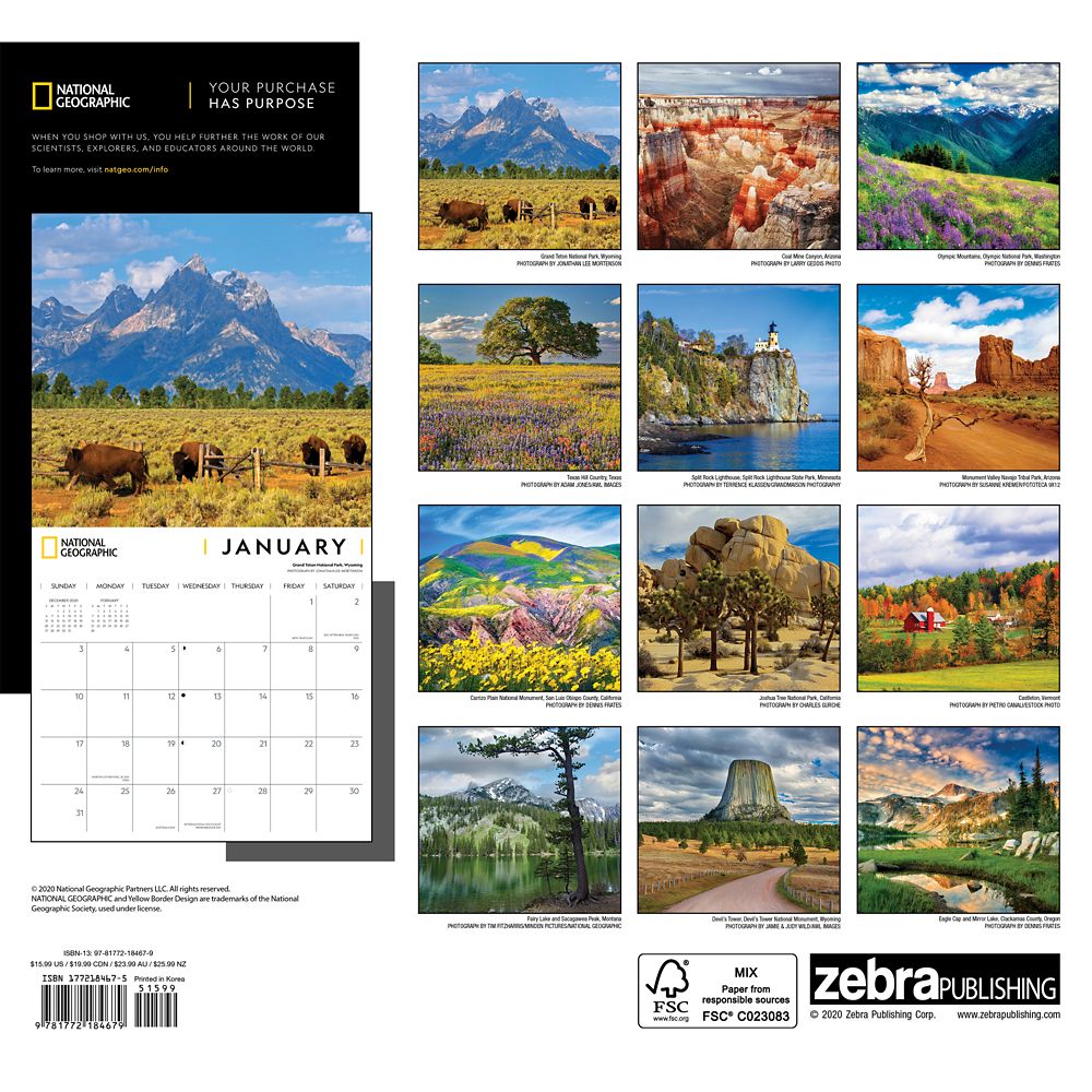 National Geographic 2021 American Landscapes Wall Calendar available ...