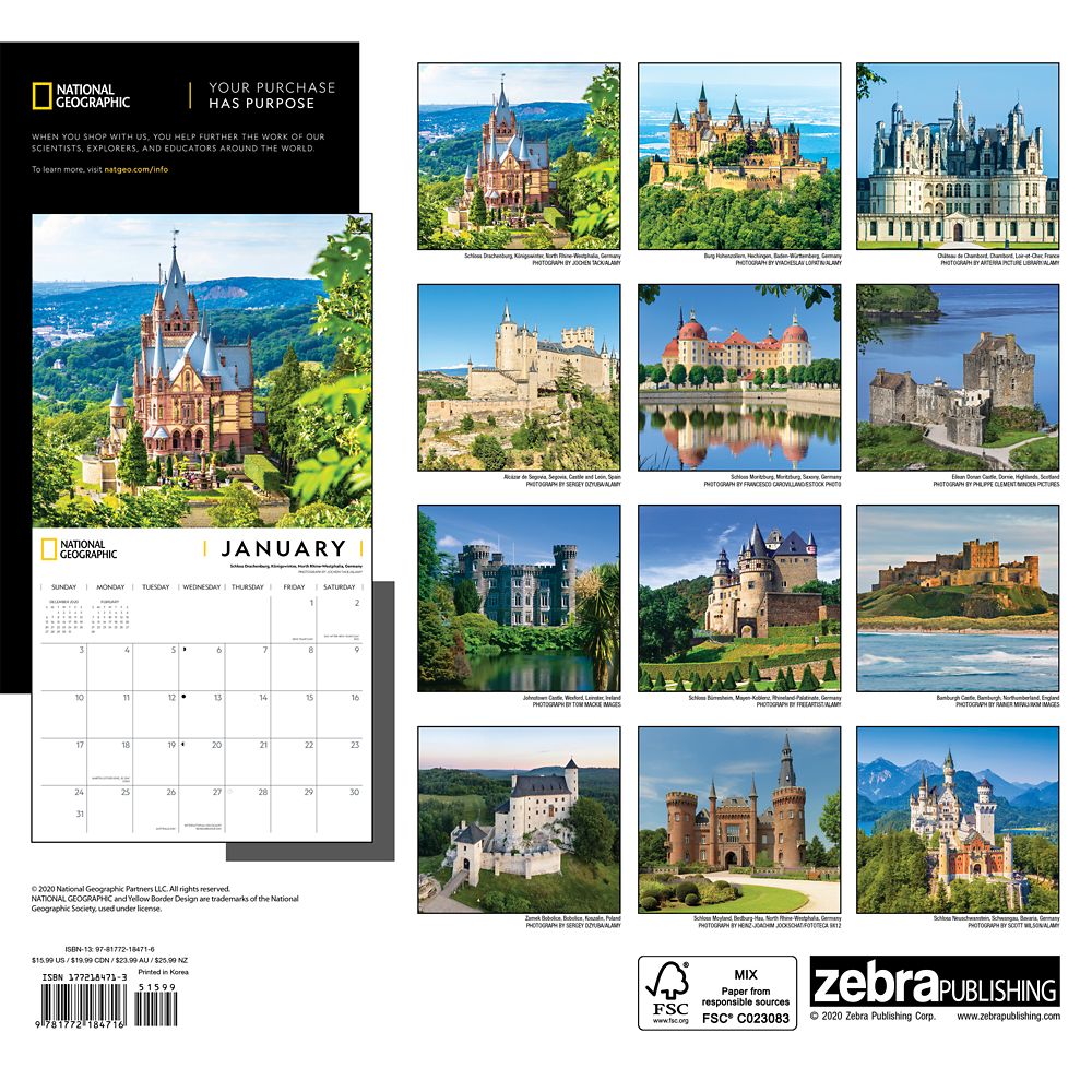 National Geographic 2021 Castles Wall Calendar