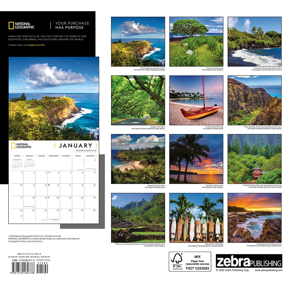 National Geographic Hawaii Calendar Mala Starla