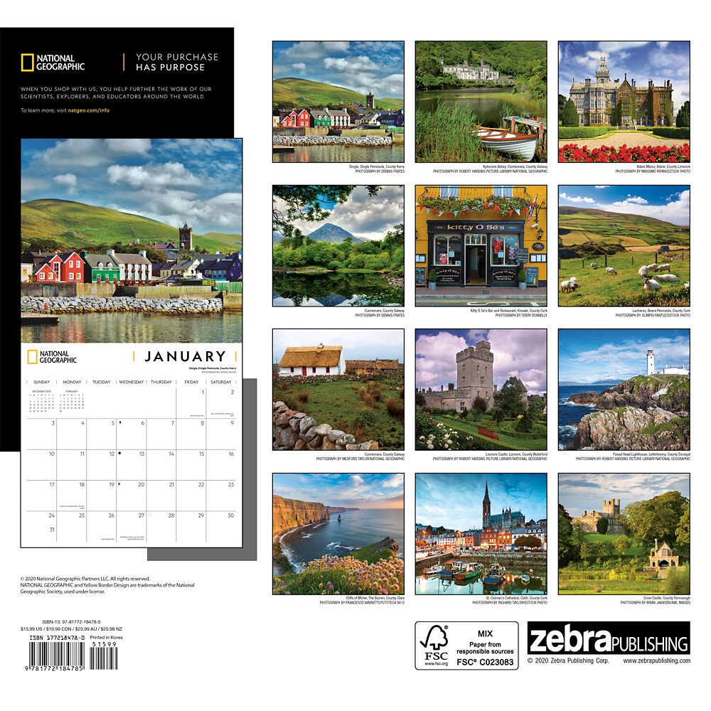 National Geographic 2021 Ireland Wall Calendar