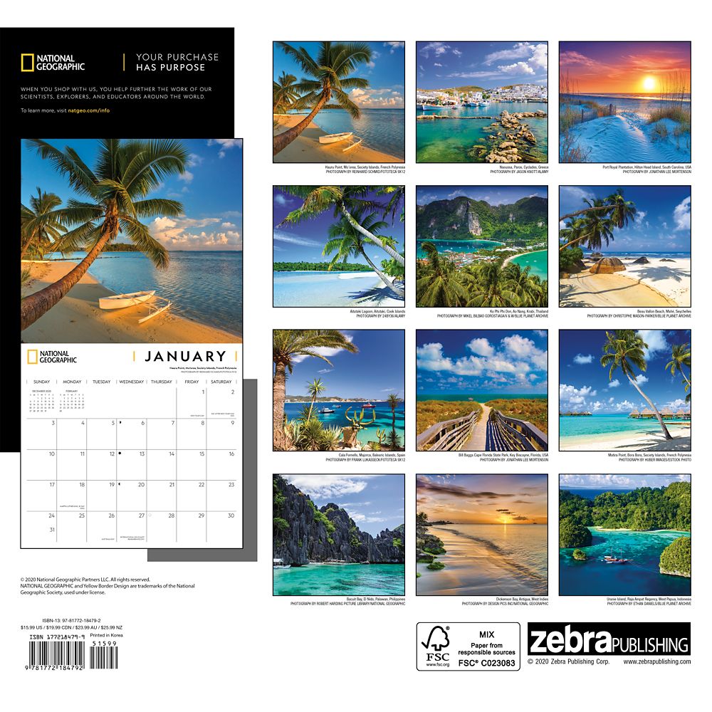 National Geographic 2021 Islands Wall Calendar is available online for