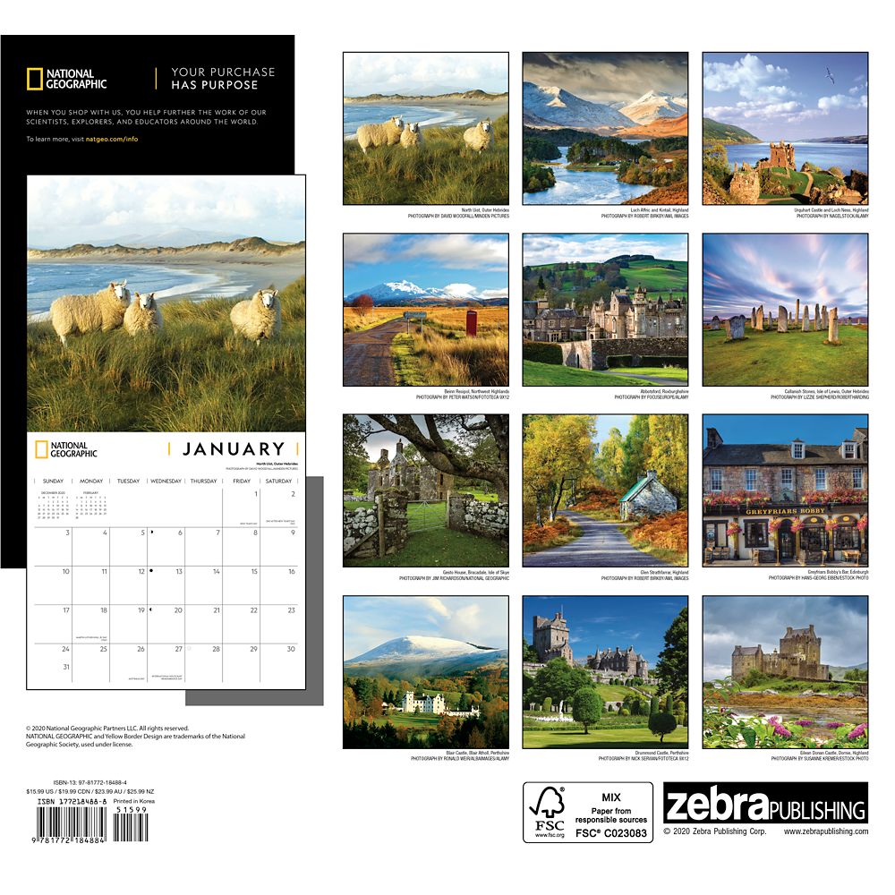 National Geographic 2021 Scotland Wall Calendar