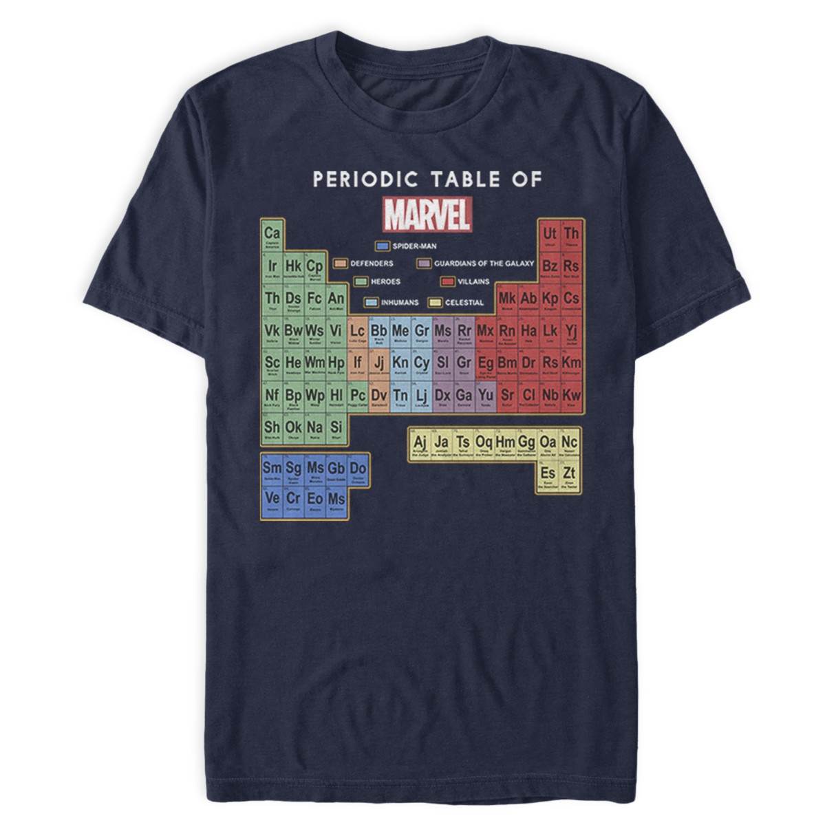 Marvel Periodic Table of Elements T-Shirt for Adults