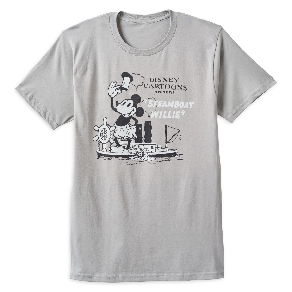 Mickey Mouse T-Shirt for Adults – Steamboat Willie – Gray