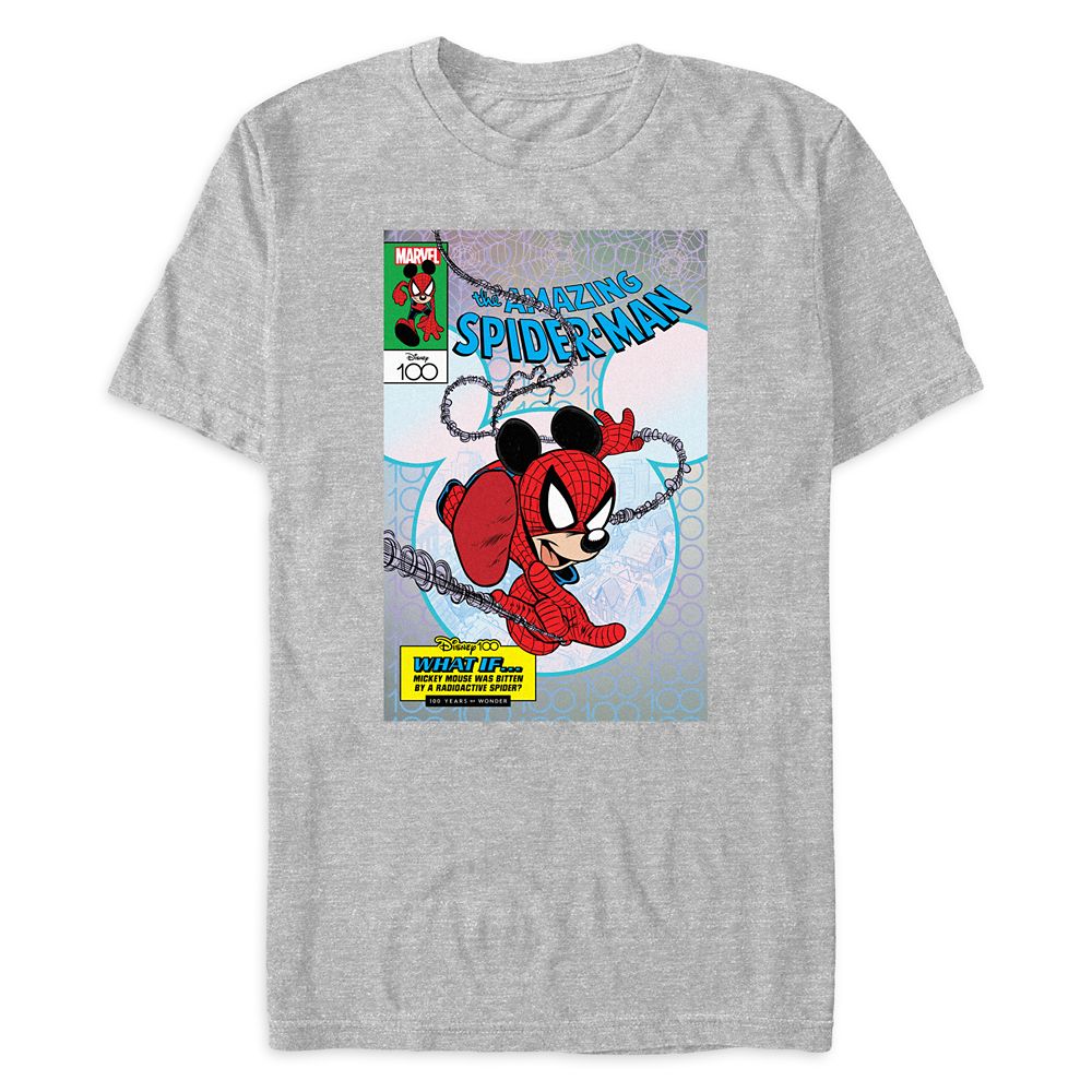 Mickey Mouse – The Amazing Spider-Man Comic T-Shirt for Adults – Disney100 is available online for purchase