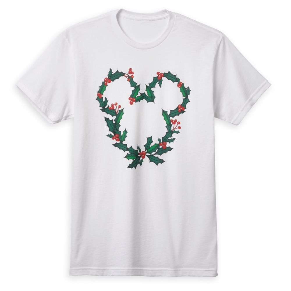 Mickey Mouse Icon Holiday Wreath T-Shirt for Adults