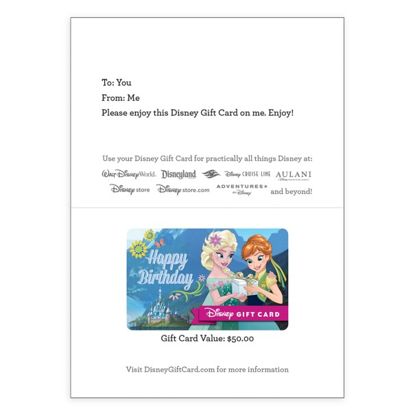 Frozen Happy Birthday Disney Gift Card
