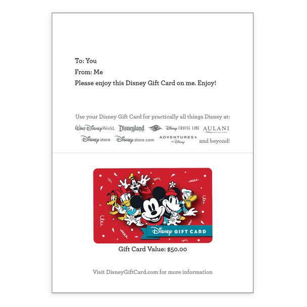 Mickey Mouse and Friends Disney Gift Card