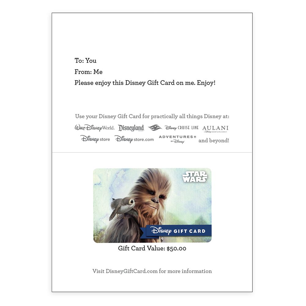 Chewbacca and Porg Disney Gift Card &ndash; Star Wars