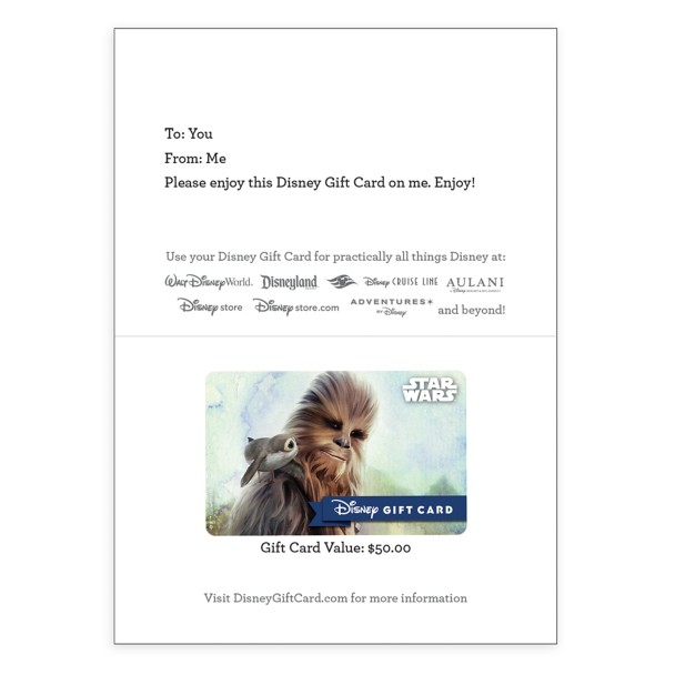 Chewbacca and Porg Disney Gift Card – Star Wars